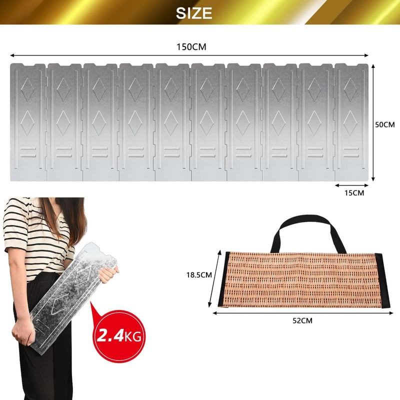 Drado 150cm-es összecsukható szélvédő gázfőzőhöz - 10 db-os szett kempingezéshez