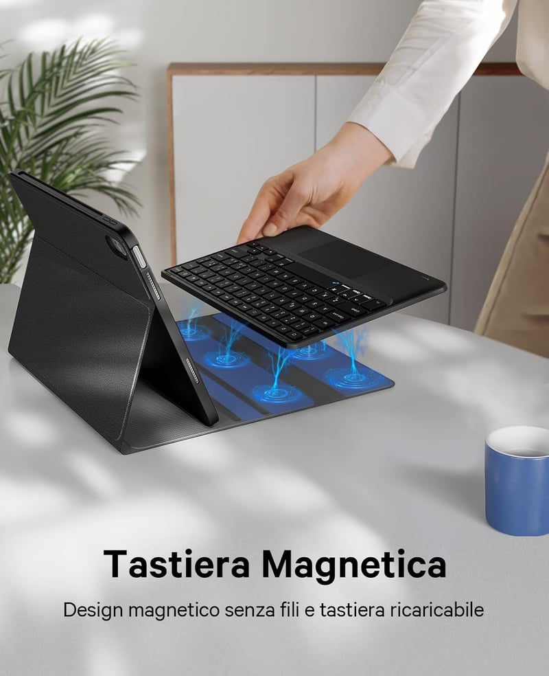 Earto iPad 10. Generációs Tok QWERTY Bluetooth Billentyűzettel és Touchpaddel - 10.9" (2022) - Levehető Billentyűzet, Apple Pencil Tartó, Fe