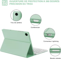 FARYODI Francia AZERTY Billentyűzetes Tok Samsung Galaxy Tab A9+ 11" 2023 Tablethez, Védőtok Tollartóval, SM-X210/X216/X218 Modellekhez, Vil 6