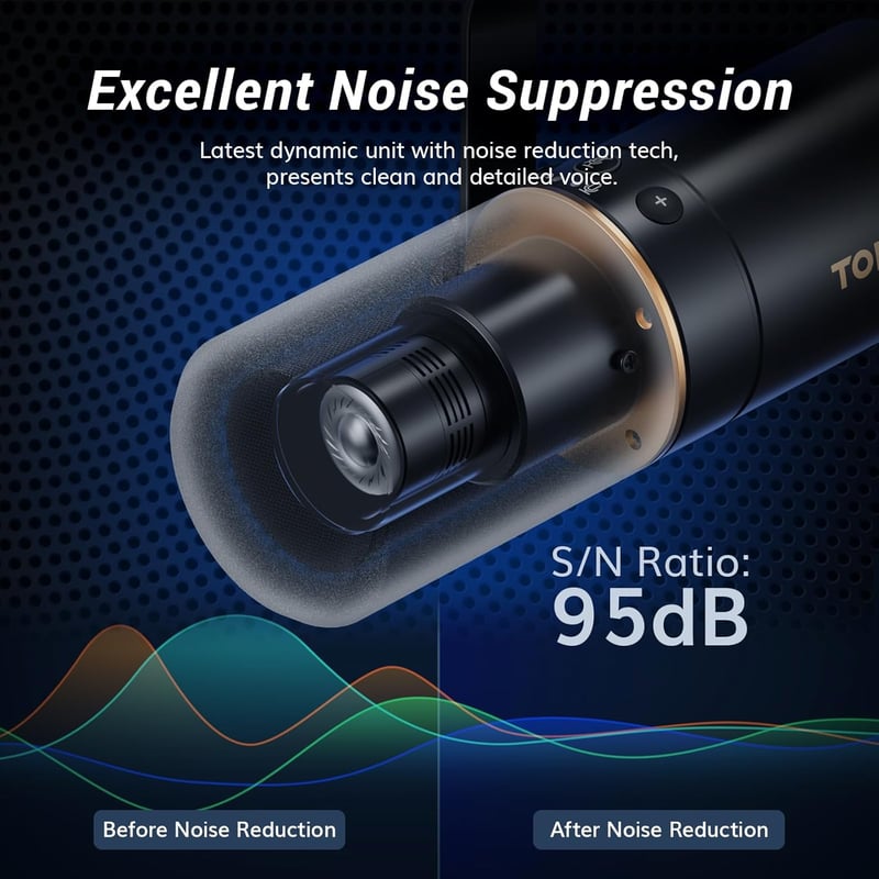 TONOR USB/XLR Dinamikus Mikrofon PC-hez Mikrofonállvánnyal - Némító Gombos Gaming Mikrofon PS4/PS5 Kompatibilis Podcast, Streaming és Stúdió