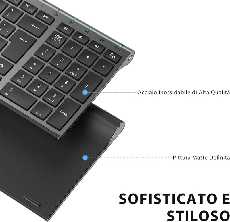 iClever BK10 Wireless Billentyűzet - Ergonomikus Kialakítás - Space grey