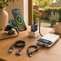 Kompletný nabíjací set: MagSafe držiak + 65W nabíjačka + 20000mAh powerbank + 2x kábel 1
