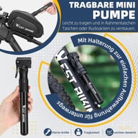 West Biking Alumínium Mini Kerékpárpumpa - Hordozható, Gyors Felfújás, MTB és Országúti Biciklikhez (Fekete) 3