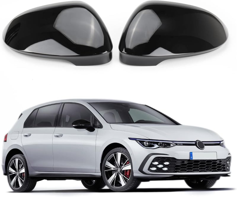 Car Tükör Borítás - VW Golf 8 MK8 (2019-2022) Kompatibilis Visszapillantó Tükör Burkolat Szett - Fekete Karbon Mintás ABS Műanyag - Könnyen