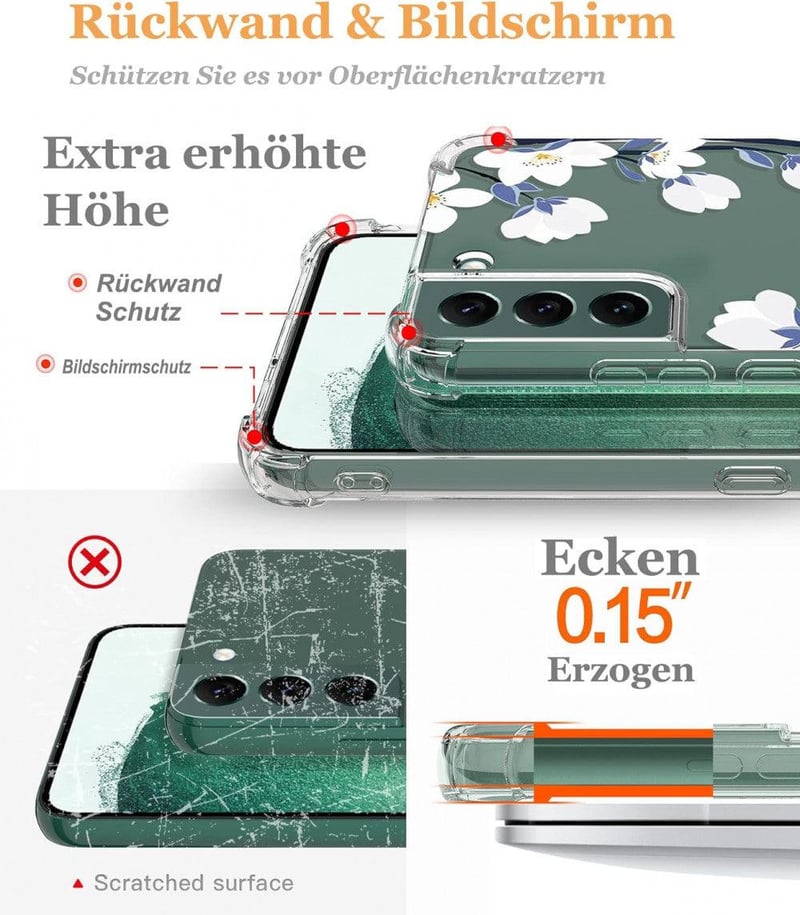 Samsung Galaxy S22 Plus Virágos Védőtok Szett Képernyő- és Kameravédővel