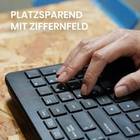 Perixx PERIBOARD-538 Kompakt Vezetékes USB Billentyűzet Beépített Trackball-lal, Ollós Mechanizmus, 2 USB Hub, Numerikus Billentyűzet, Német 5
