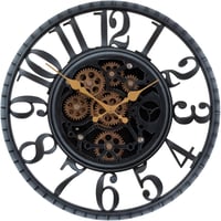 eYotto 40 cm Vintage Fali Óra Mozgatható Fogaskerekekkel - Ipari Steampunk Stílusú Fémóra Arab Számokkal, Csendes Szerkezettel Konyhába, Nap 1