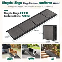 CJYMMFAN Összecsukható Kutya Rámpa Autóba - 180x50 cm Alumínium Lépcső, Csúszásgátló Felülettel, 150 kg Teherbírású, Hordozható Fellépő Idős 7