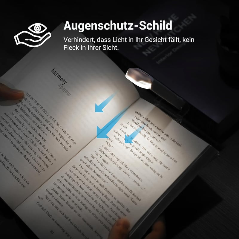 DEWENWILS USB Tölthető Olvasólámpa Csipesszel - LED Könyvlámpa 2 Fényerőszinttel, Állítható, Könnyű, Hordozható Könyvjelző Lámpa Olvasóknak