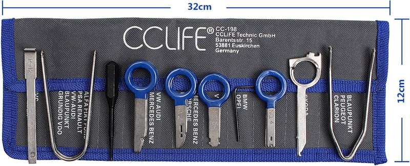CCLIFE 20 részes univerzális autórádió kiszerelő készlet - Navigáció és fejegység eltávolító szerszámkészlet BMW, VW, Audi, Mercedes