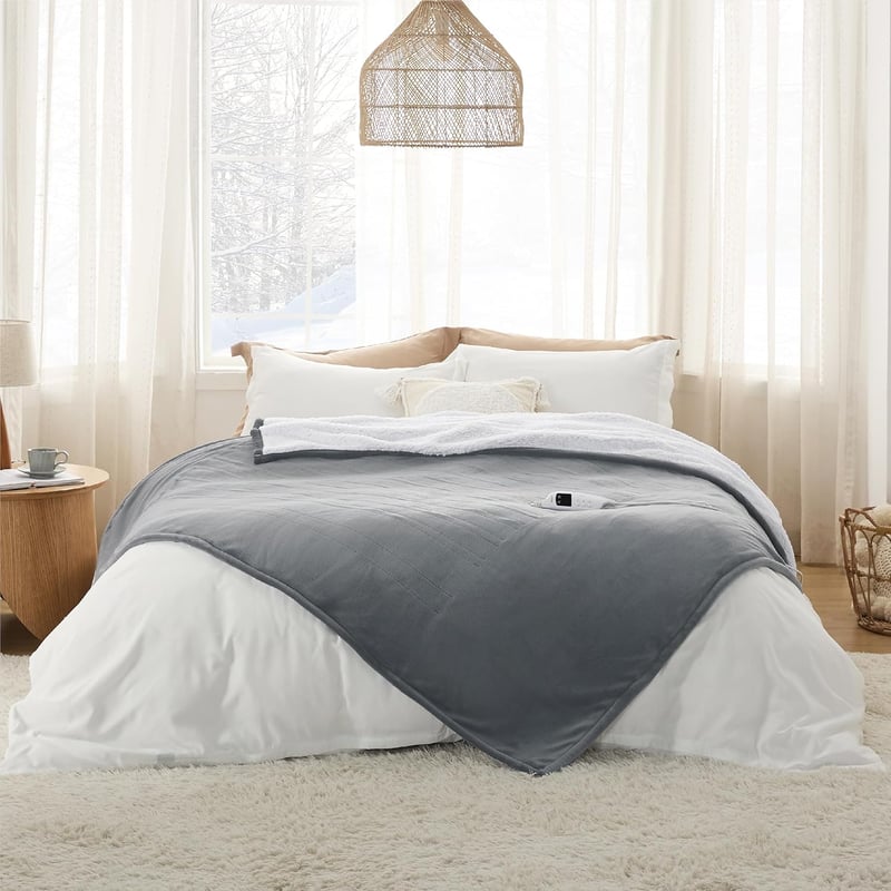 Bedsure Elektromos Takaró 180x200cm - 8 Fokozatú Gyorsmelegítő Pléd Időzítővel