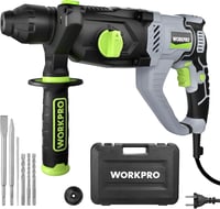 WORKPRO SDS-Plus 1050W Fúrókalapács 3 Joule, Állítható Sebesség, 360° Forgatható Fogantyú, Betonhoz 26mm, Tartozékokkal és Hordtáskával 1