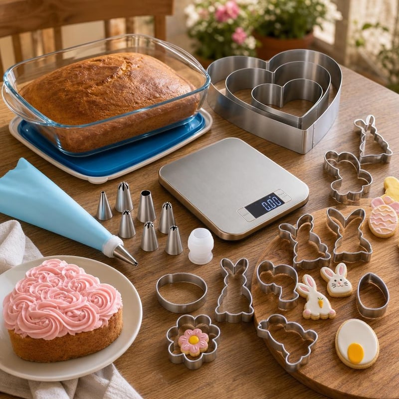 Tortavarázs set za pečenje: staklena posuda + 3 kalupa za torte + 8 nastavaka za ukrašavanje + vaga + 8 kalupa