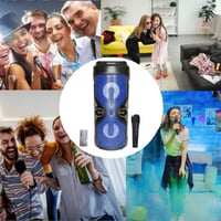 JBL Karaoke Bluetooth hangszóró LED fényekkel, FM rádióval, kék 5