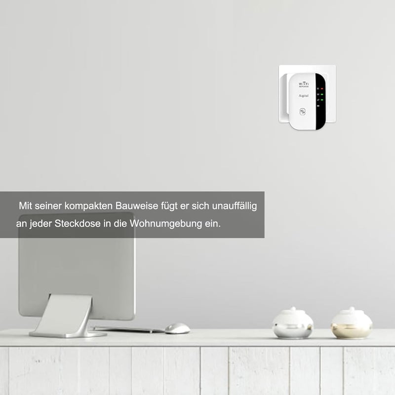 aigolink WiFi Jelerősítő 300 Mbps - Fehér Vezeték Nélküli Repeater Ethernet Porttal, WPS Gombbal, AP Móddal, Kompakt Dizájnnal és Kikapcsolh
