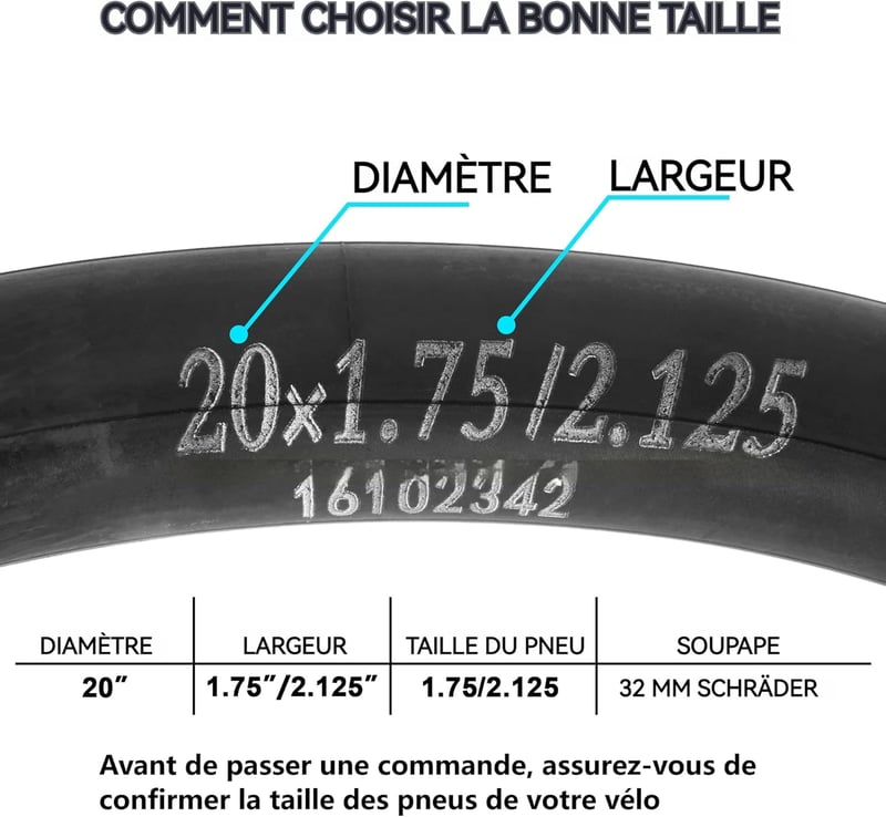 MTATCN 20x1.75/2.125 Butyl Gumi Belső Kerékpárgumi Schrader Szeleppel - Strapabíró MTB, BMX, Cruiser Bicikli Tömlő, 2 db + Szeleptartozékok