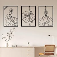 ESTART Fekete Fém Minimalista Női Táncos Fali Dekoráció 3 db-os Szett 1