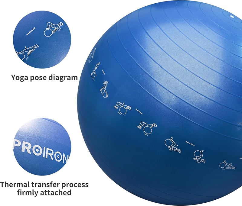 PROIRON 65cm-es Rózsaszín Fitnesz Labda Pózrajzokkal, Pumpával
