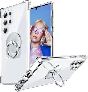 Prozirna maska otporna na udarce s prstenom i stalkom za Samsung Galaxy S23 Ultra