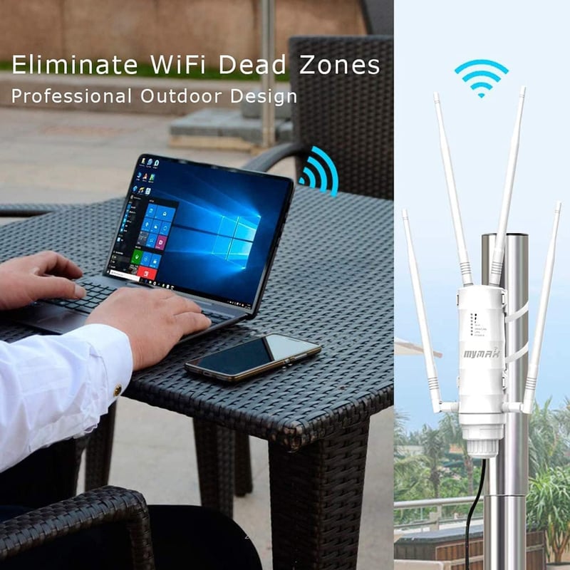 TamperSeals Group AC1200 Kültéri WiFi Jelerősítő - Dual-Band 2.4+5GHz 1200Mbps PoE Access Point, Időjárásálló IP65, 500m Hatótáv, Mesh Támog