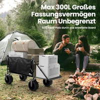 Servicore 300L XXXL Összecsukható Kézikocsi - 150kg Teherbírású Szállítókocsi 360° Forgó Kerekekkel, Gumiabroncsos, Bővíthető Tárolóval és Z 8