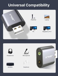 JSAUX USB hangkártya adapter PC-hez és PlayStation-höz - szürke 5