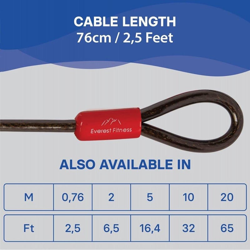 EVEREST Kerékpárzár - 76 cm-es Acélkábel, 6 cm Átmérő, Újracsomagolt