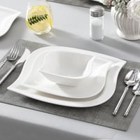 MALACASA Elvira 18 részes modern porcelán étkészlet 6 személyre - krémfehér tányérkészlet főétkezéshez, desszerthez és müzlihez, mosogatógép 5