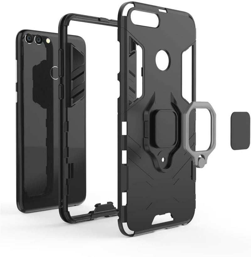 Huawei P Smart Fekete-Szürke Mágneses Autós Tartós Védőtok