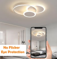 LXJCSM Modern Kerek LED Mennyezeti Lámpa 39W, 52cm, Fehér, Szabályozható 3000K-6000K, Távirányítós, 3400 Lumen, Nappali, Hálószoba, Gyereksz 3