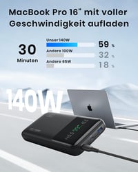 INIU 27000mAh 140W Erős Powerbank MacBook, iPhone, Samsung Kompatibilis 2