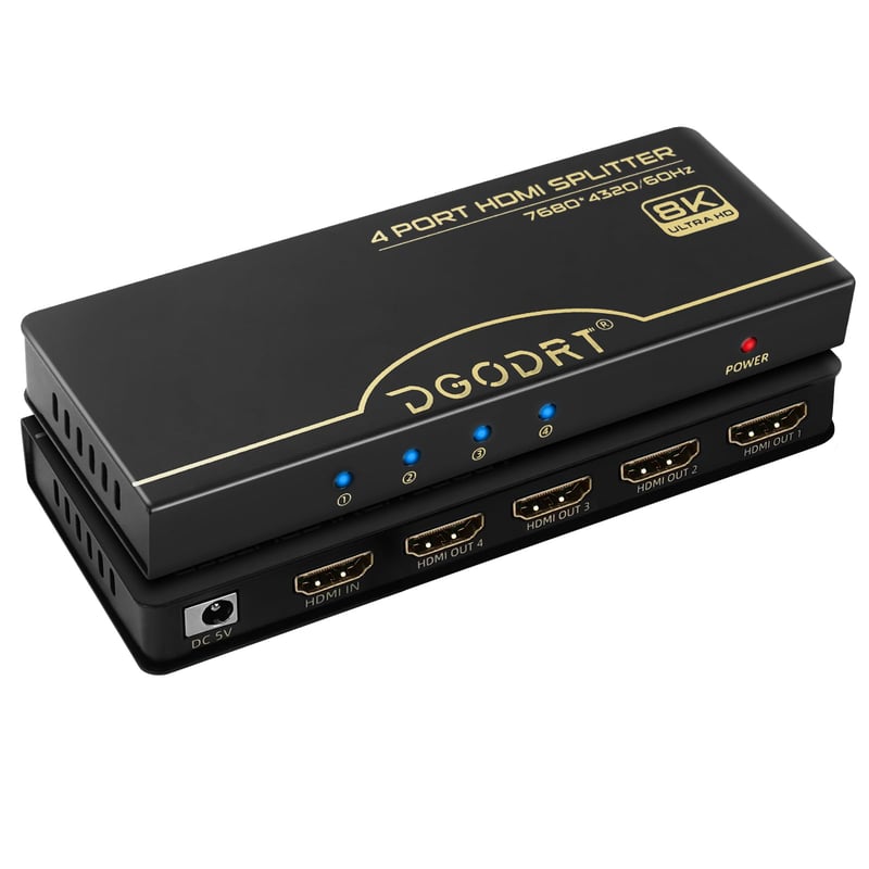 HDMI 2.1 rozbočovač DGODRT 1x4 – 4K 120Hz / 8K 60Hz, 3D HDR