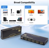 DGODRT HDMI Elosztó 1x4 4K 120Hz 8K 60Hz HDMI 2.1 Audió Videó Splitter 6