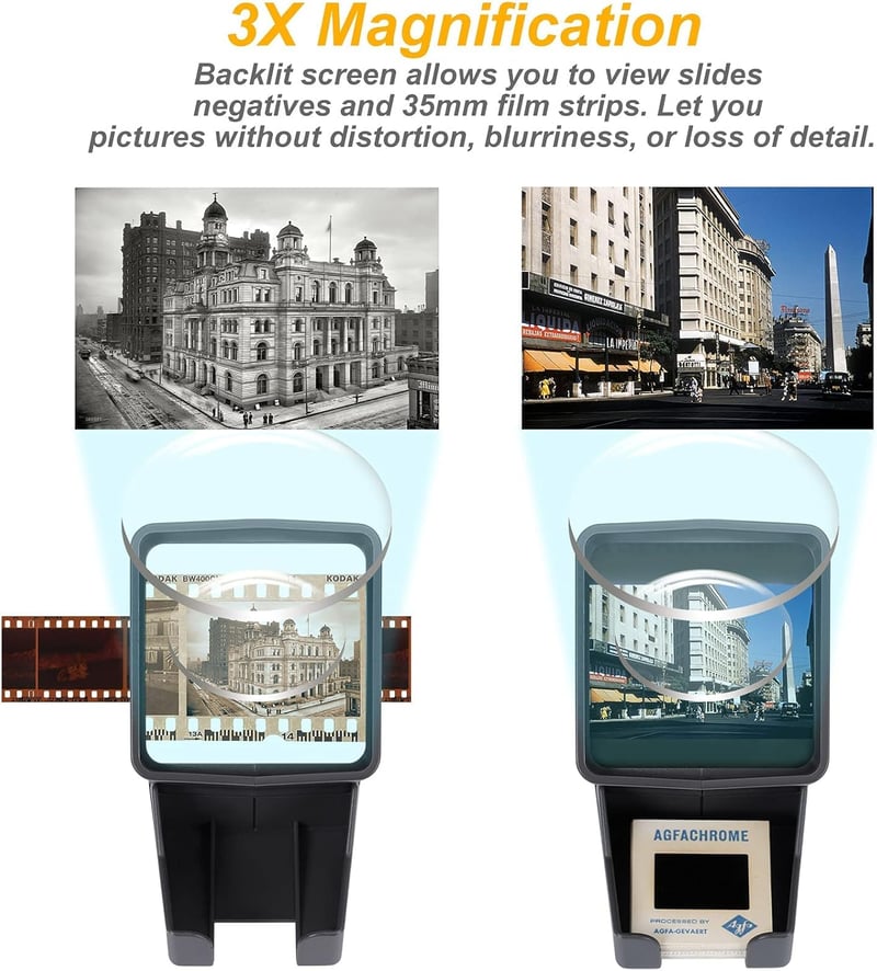 DGODRT LED Dia Vetítő 35mm Negatívhoz és Diához 3x Nagyítással USB Kábellel