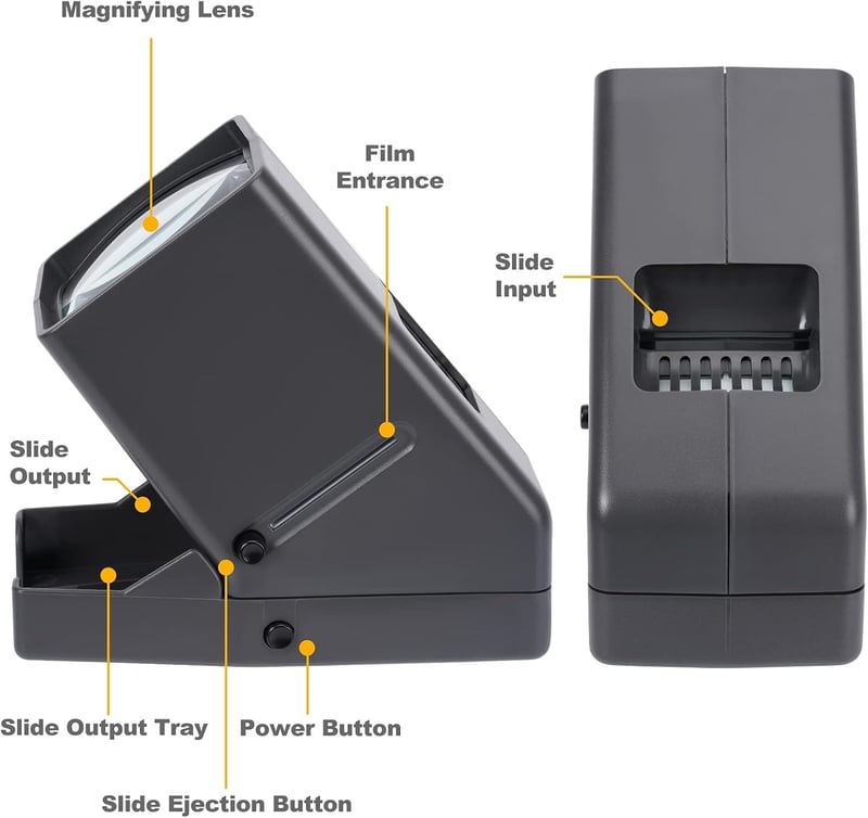 DGODRT LED Dia Vetítő 35mm Negatívhoz és Diához 3x Nagyítással USB Kábellel