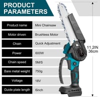 DGQCD-US Mini Láncfűrész Milwaukee 18V Akkumulátorhoz - 6 Colos Vezeték Nélküli Elektromos Kézi Fűrész Biztonsági Zárral Metszéshez, Favágás 5