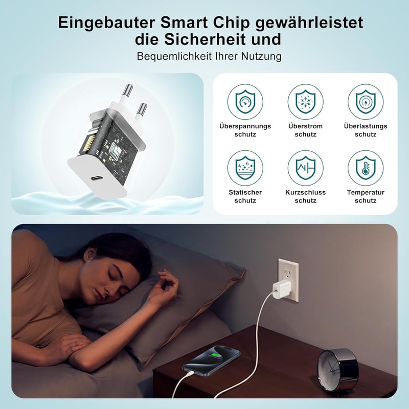 DGVERS iPhone Gyorstöltő Szett - 20W USB-C Adapter és 2M Kábel iPhone 17/16/15 Sorozathoz, iPad Air/Mini Készülékekhez Kompatibilis