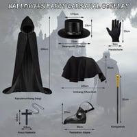 Costum de Doctor de Ciumă Dhnvcud, mărimea L - Mască, pălărie Steampunk, pelerină cu glugă, baston - Costum de carnaval pentru cosplay de Halloween 2