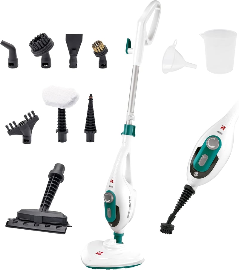 Aparat de curățat cu abur multifuncțional Di4 Steamclean Multi10 Max 10 în 1, 1500 W, mop cu abur și curățitor manual, fără substanțe chimice, pentru podele și covoare