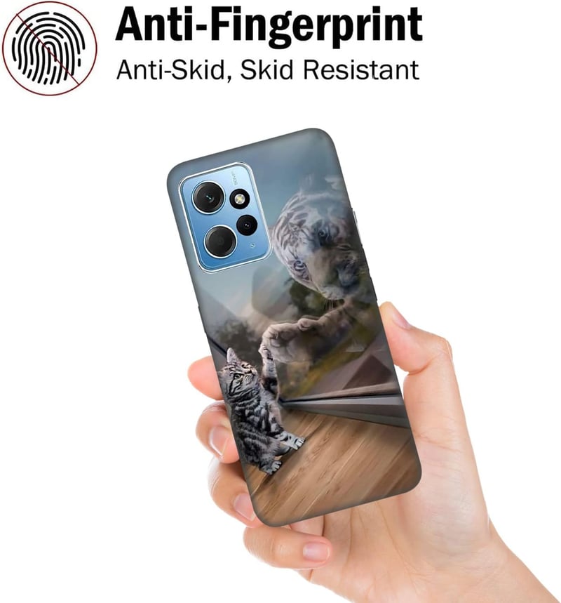 DiaryTown Állat Mintás Szilikon Tok Xiaomi Redmi Note 12 4G Telefonhoz - Ultravékony, Karcálló, Ütésálló TPU Védőtok Macska és Tigris Mintáv