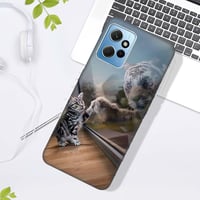 DiaryTown Állat Mintás Szilikon Tok Xiaomi Redmi Note 12 4G Telefonhoz - Ultravékony, Karcálló, Ütésálló TPU Védőtok Macska és Tigris Mintáv 5