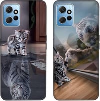 DiaryTown Állat Mintás Szilikon Tok Xiaomi Redmi Note 12 4G Telefonhoz - Ultravékony, Karcálló, Ütésálló TPU Védőtok Macska és Tigris Mintáv 1