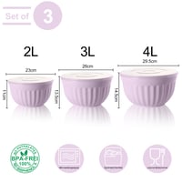 Súprava šalátových mís Diaxilu s vekom, 3-dielna súprava miešacích mís 2l/3l/4l, stohovateľné kuchynské misy, prémiový plast bez obsahu BPA, vhodné do umývačky riadu a mikrovlnnej rúry, modré 2