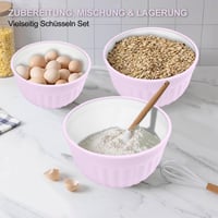 Súprava šalátových mís Diaxilu s vekom, 3-dielna súprava miešacích mís 2l/3l/4l, stohovateľné kuchynské misy, prémiový plast bez obsahu BPA, vhodné do umývačky riadu a mikrovlnnej rúry, modré 5