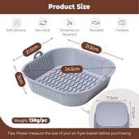 Diboniur 2 db szilikon forma légfriteuzhez 5-8L, szürke-fekete, 21,5x21,5x5cm 2