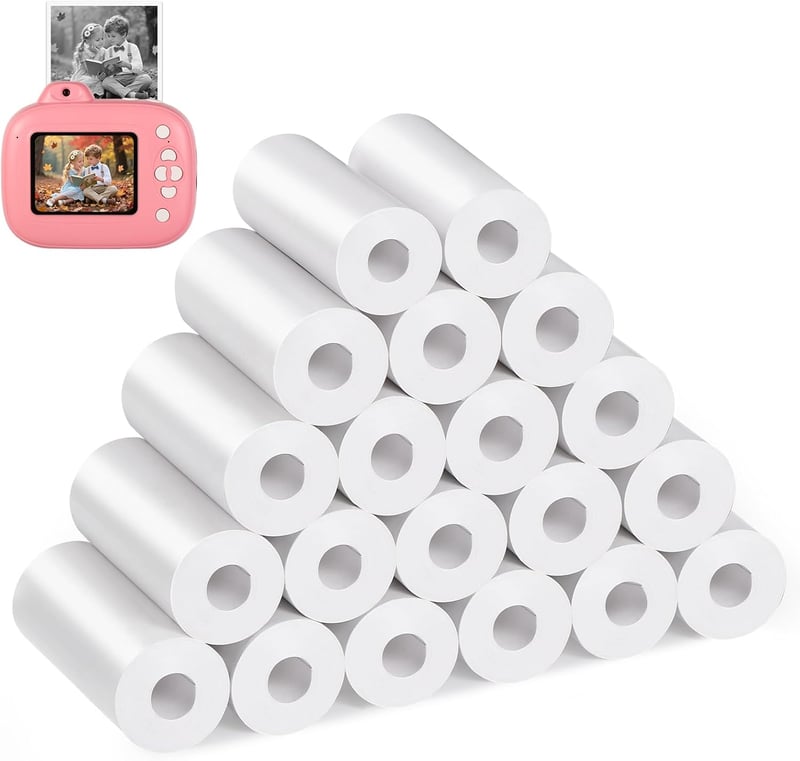 Diboniur 20 tekercs hőpapír gyerek fényképezőgéphez, instant kamera papír fehér - 20, 2-White