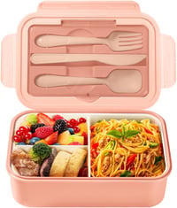 Diboniur Bento Box 1400ml Compartmentes Ételhordó Rózsaszín Mikrózható Gyerekeknek Felnőtteknek 1