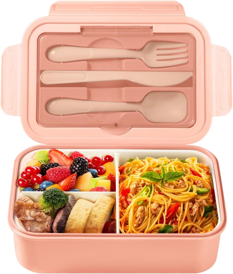 Diboniur Bento Box 1400ml Compartmentes Ételhordó Rózsaszín Mikrózható Gyerekeknek Felnőtteknek