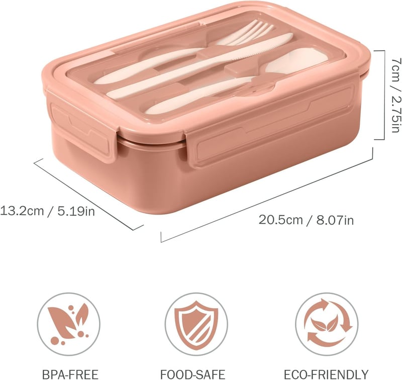 Diboniur Bento Box 1400ml Compartmentes Ételhordó Rózsaszín Mikrózható Gyerekeknek Felnőtteknek