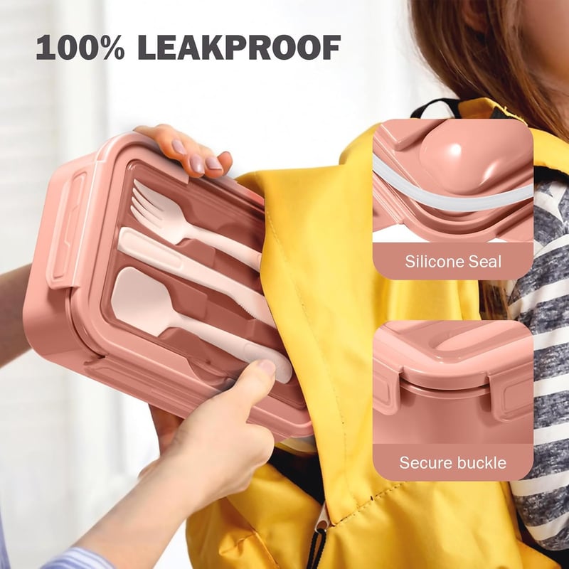 Diboniur Bento Box 1400ml Compartmentes Ételhordó Rózsaszín Mikrózható Gyerekeknek Felnőtteknek